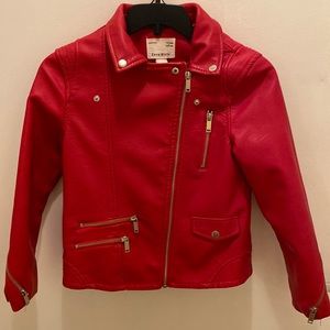 Red leather jacket with zippers